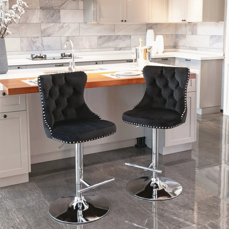 Swivel Adjustable Height Barstools Set of 2 by HouseOfZazla