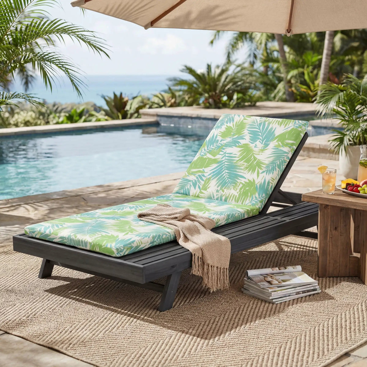 Lounge Chaise Set in Acacia Wood by HouseOfZazla