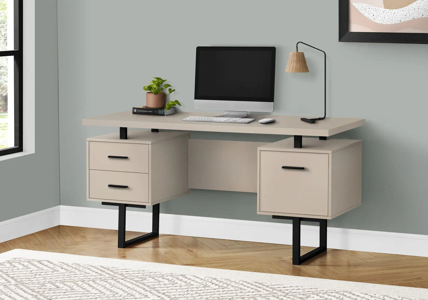 Computer Desk For Home Office, Laptop, Left, Right Set - Up, Storage Drawers, Contemporary & Modern by Unique Piece Furniture
