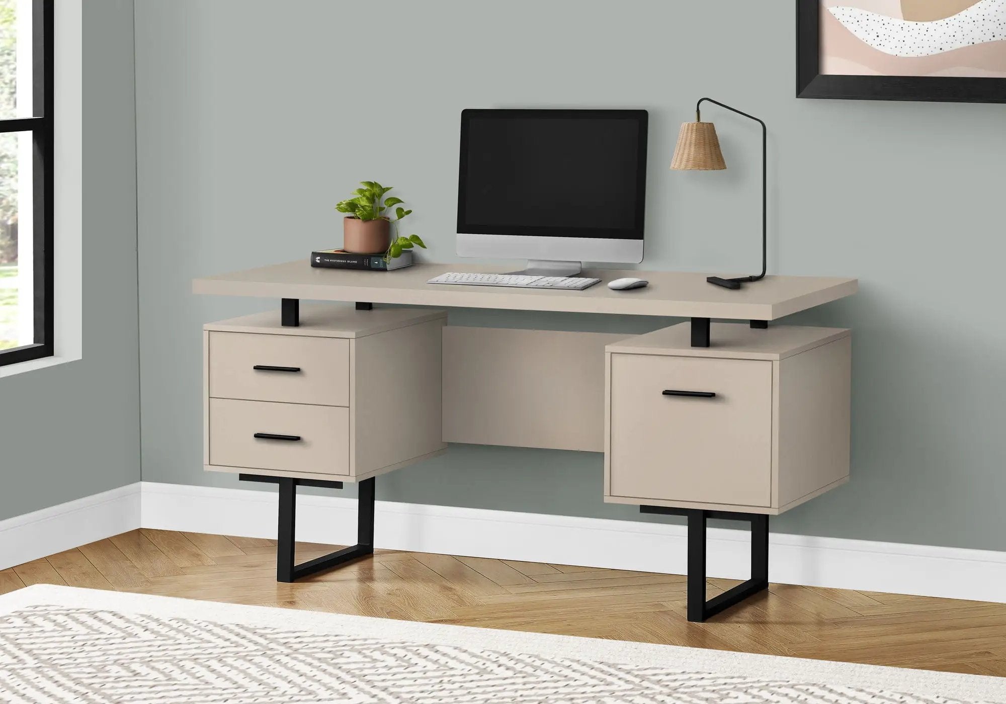 Computer Desk For Home Office, Laptop, Left, Right Set - Up, Storage Drawers, Contemporary & Modern by Unique Piece Furniture