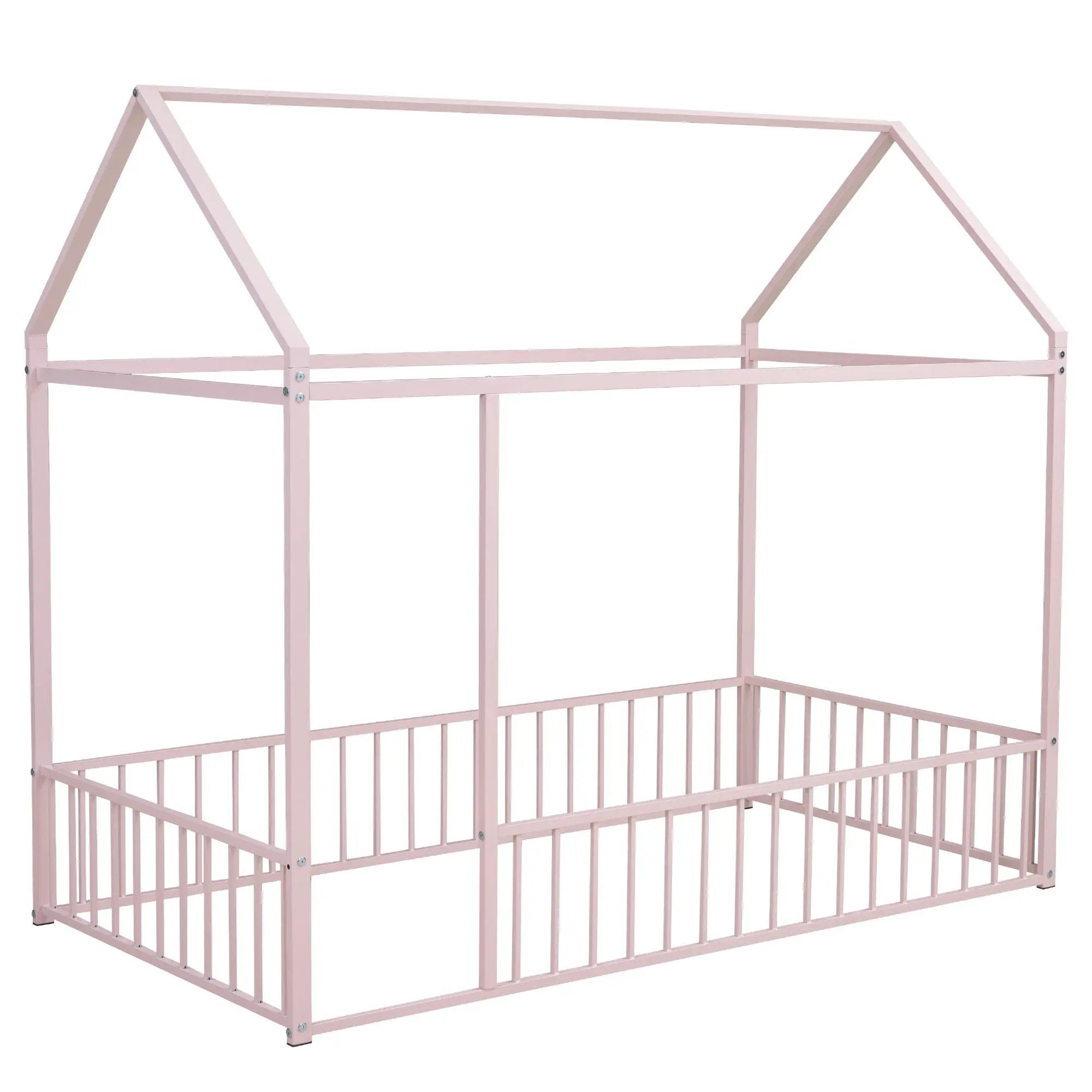 Metal Bed House Bed Frame With Fence by HouseOfZazla
