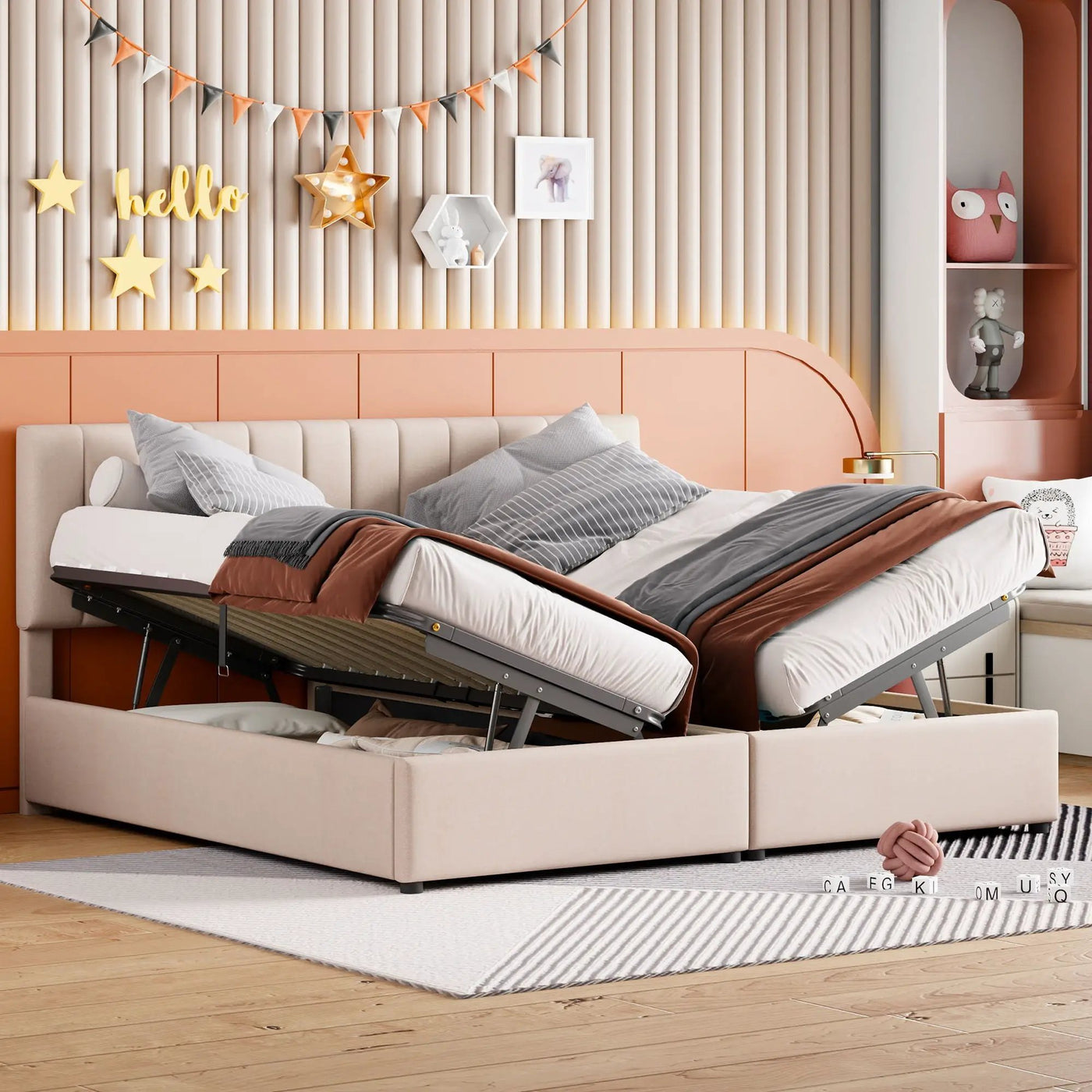 Upholstered Platform Bed With A Hydraulic Storage System by Unique Piece Furniture