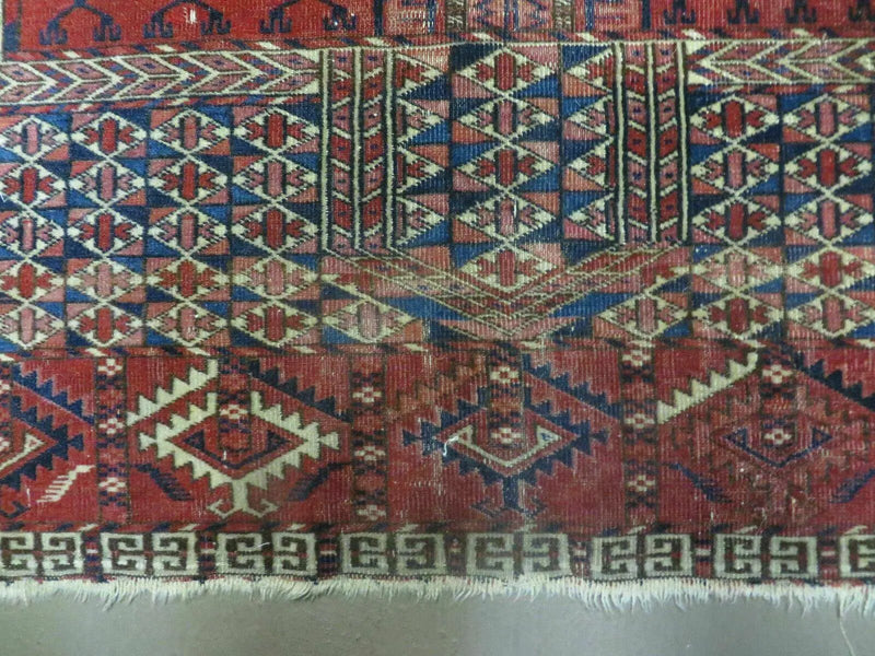 Antique Turkoman Rug 4x5, Ensi Hatchli Tekke Wool Rug by Jewel Rugs