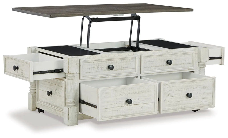 Havalance - Lift Top Cocktail Table with Storage Drawers - White / Gray by Unique Piece Furniture