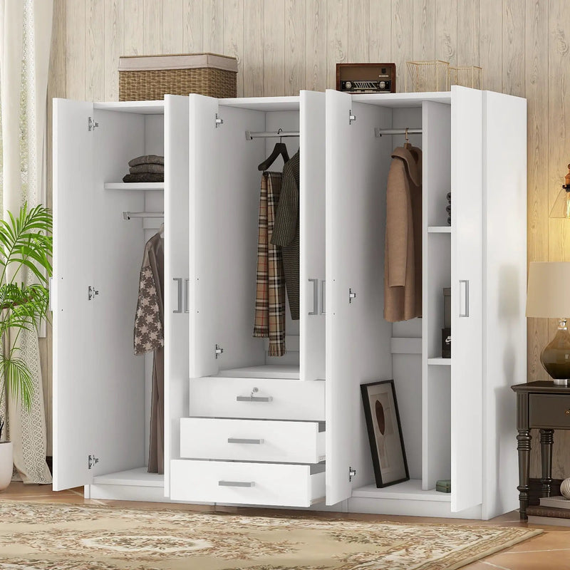 6 Doors Wardrobe Storage For Bedroom, With Big Drawers by HouseOfZazla