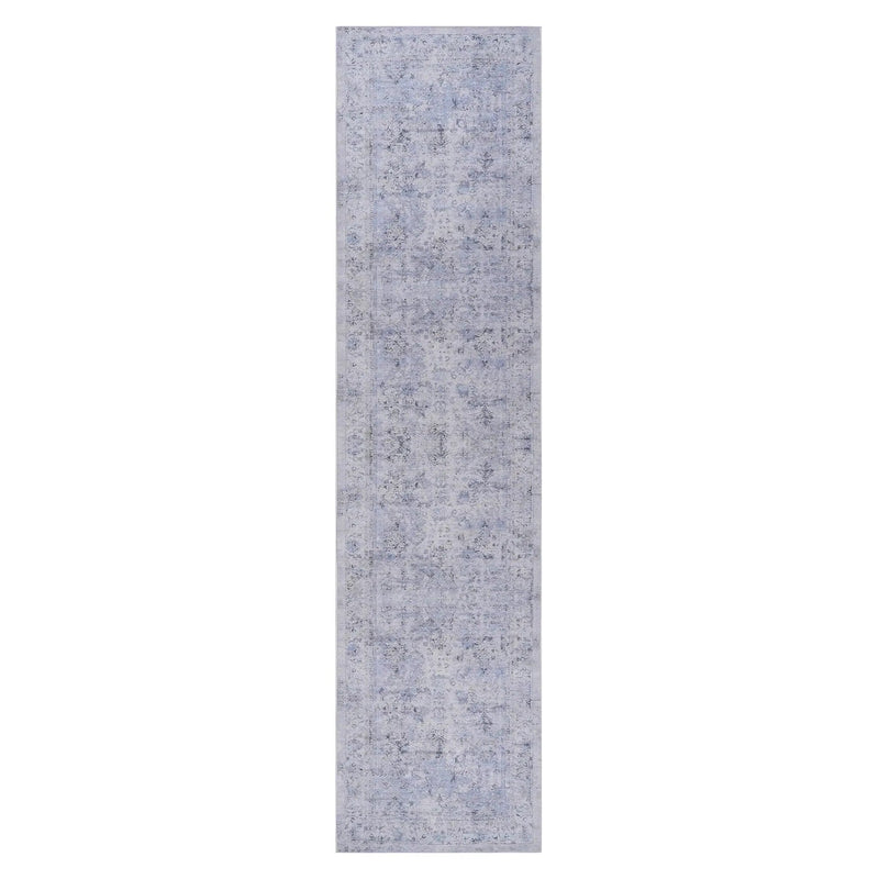 Maval - 2'6'' X 10' Washable Runner Rug - Blue / Cream by Unique Piece Furniture