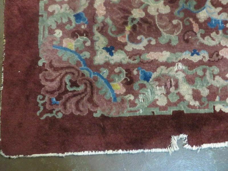 8' X 10' Vintage Handmade Chinese Art Deco Peking Nichols Wool Rug Flowers Nice by Jewel Rugs