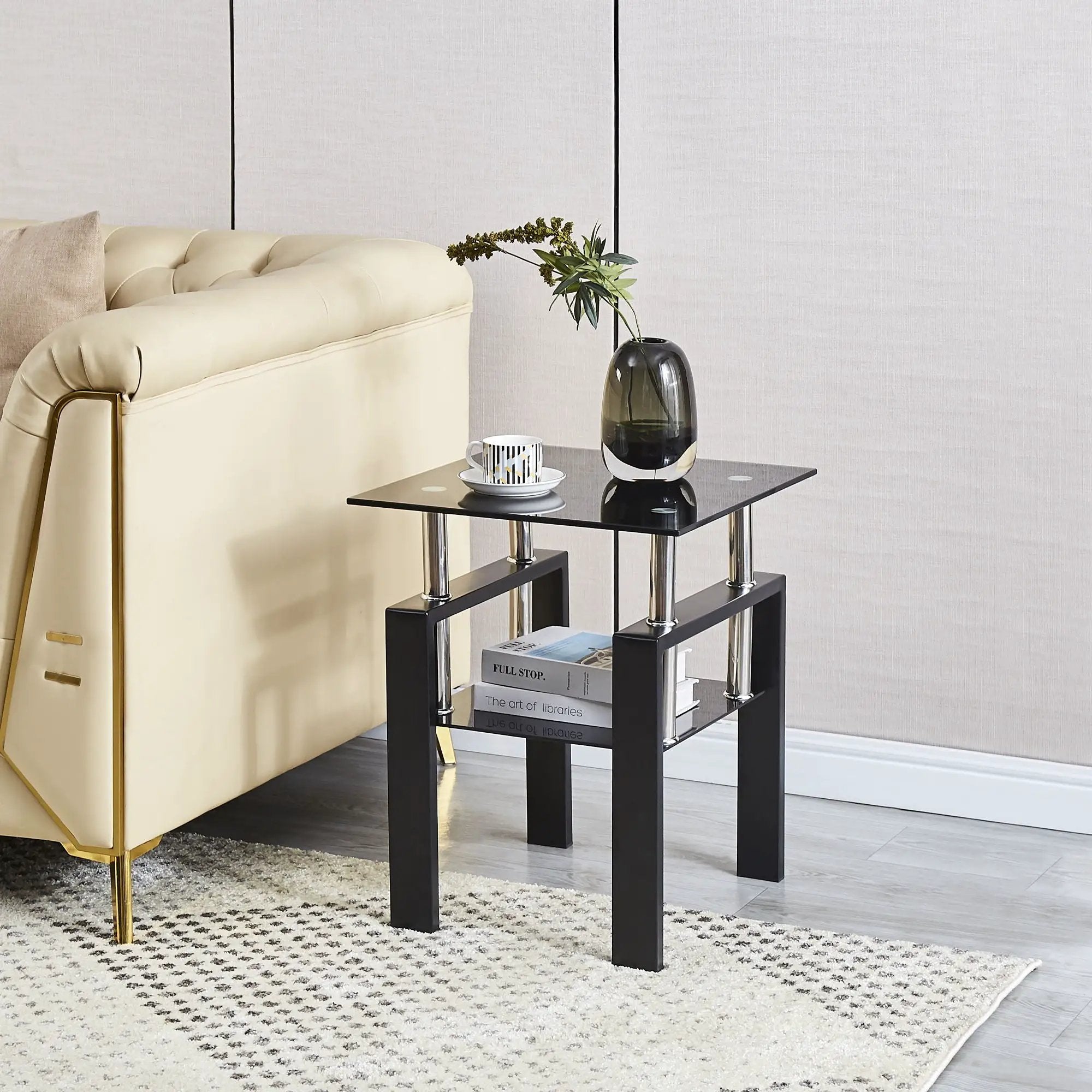 Tempered Glass Table With Storage by Unique Piece Furniture