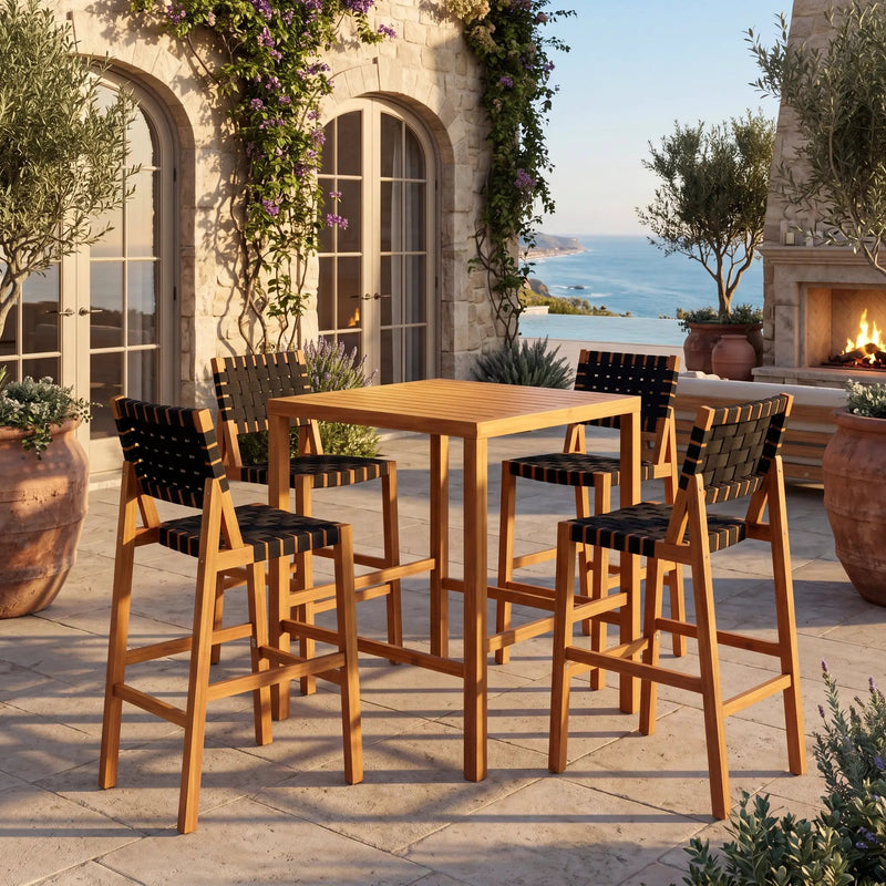 30.5 Inch Seat Height Outdoor Acacia Solid Wood Patio Furniture Set by HouseOfZazla