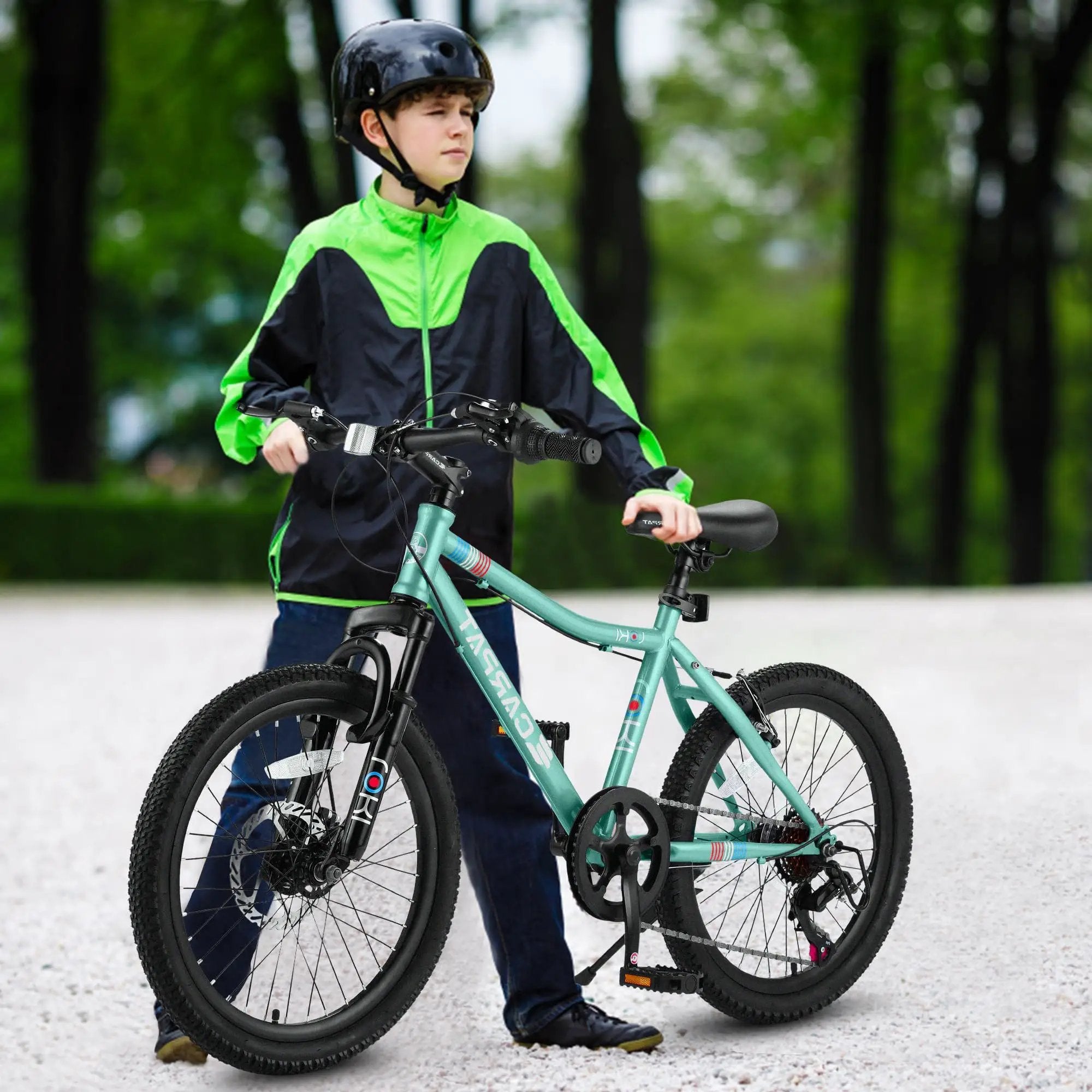 S20101 20" Kids' Bike, Boys Girls Mountain Bike Ages 8-12, 7 Speed Teenager Children Kids' Bicycles, Front Suspension Disc Brake Rear V-Brake, High Steel Frame by HouseOfZazla