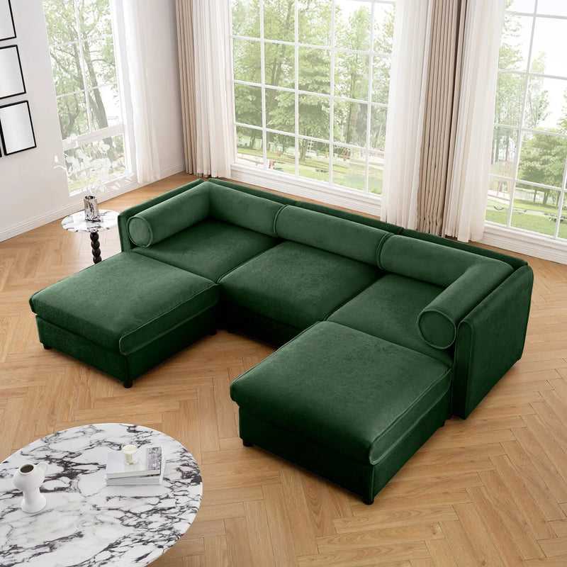 Contemporary Elegant Sofa With Storage And Ottoman by HouseOfZazla