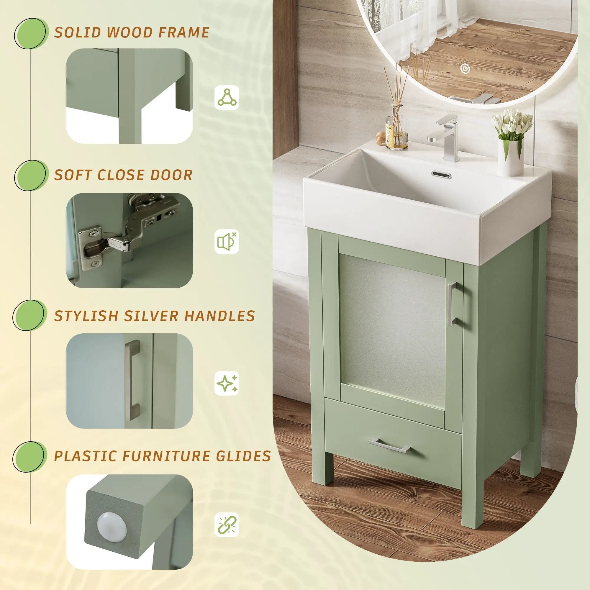 Bathroom Vanity With Ceramic Sink And Ample Storage, Ideal For Small Bathrooms by Unique Piece Furniture