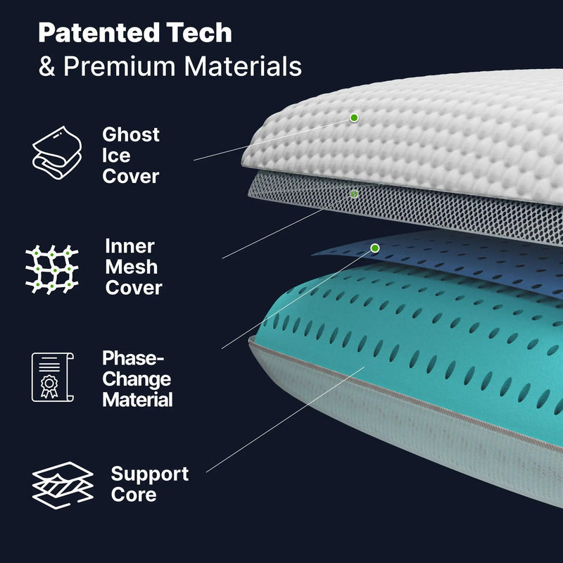 Ghostpillow - Gel Memory Foam Pillow With Cooling Technology, Made Of High Performance Foam - White by HouseOfZazla