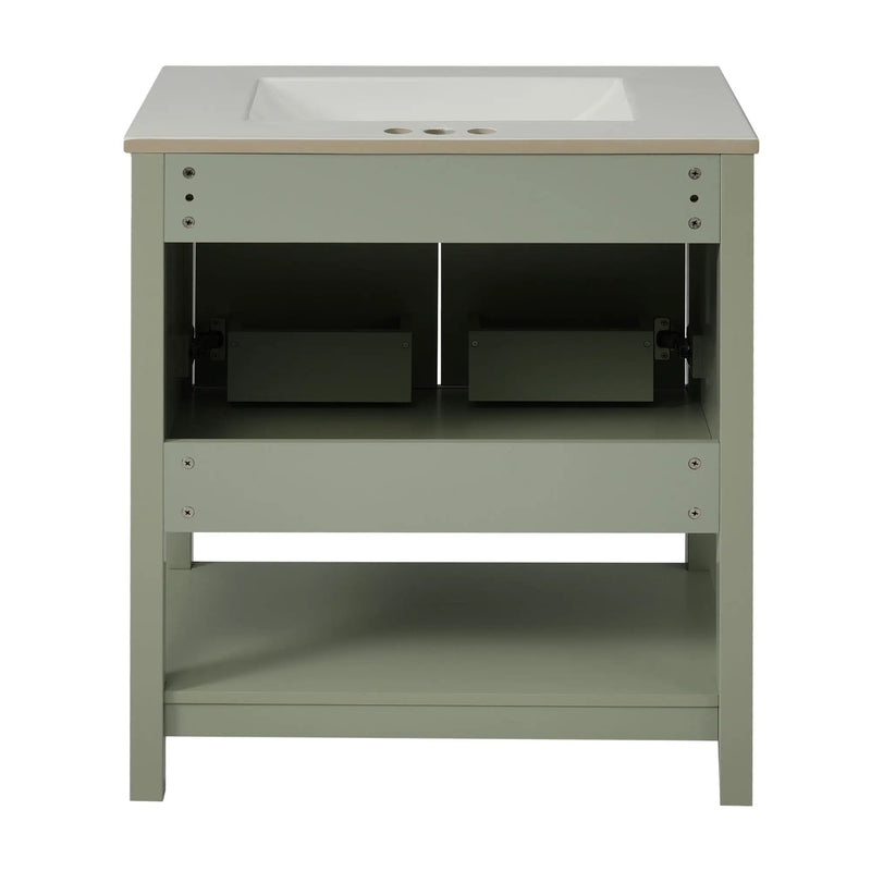 Elegant Bathroom Vanity With Ceramic Sink And Versatile Storage by HouseOfZazla