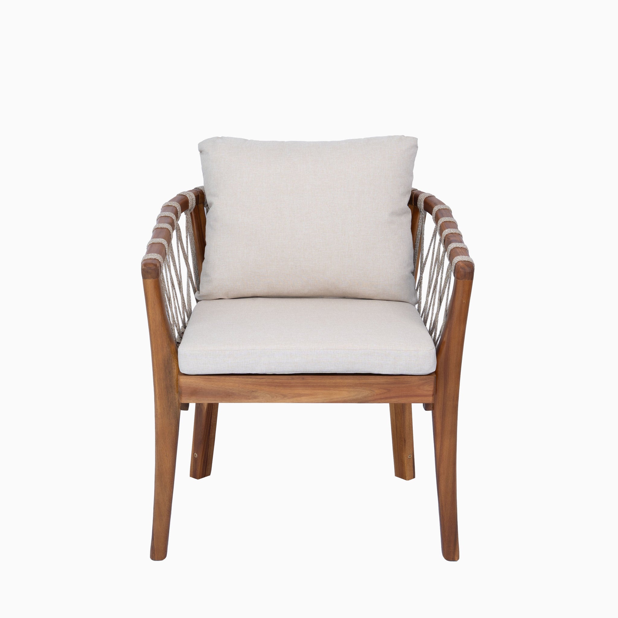 Outdoor Dining Chairs Set for 2, Acacia Wood Frame with Teak Finish by HouseOfZazla