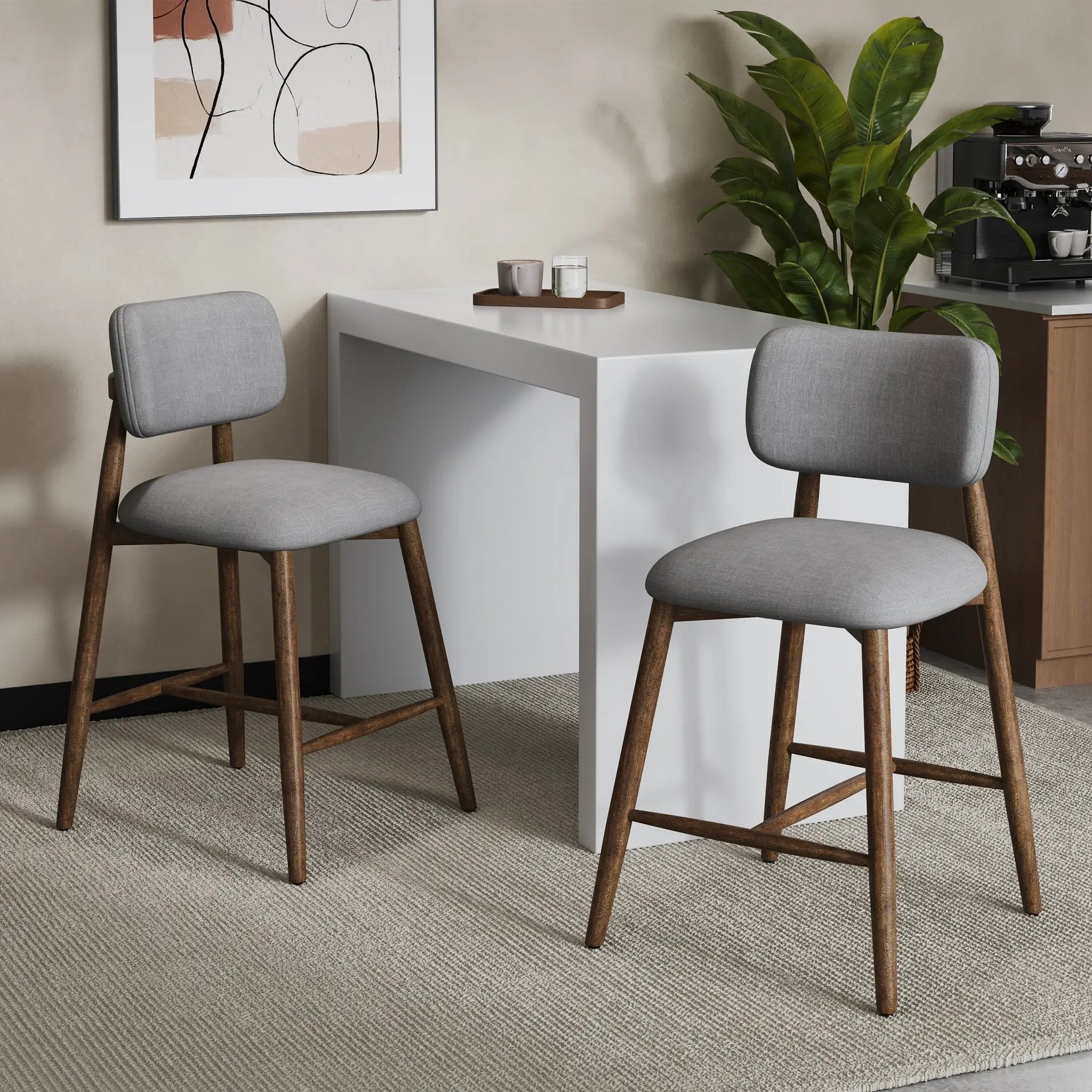 25.7 Inch Seat Height Fabric & Rubberwood Bar Stool by HouseOfZazla