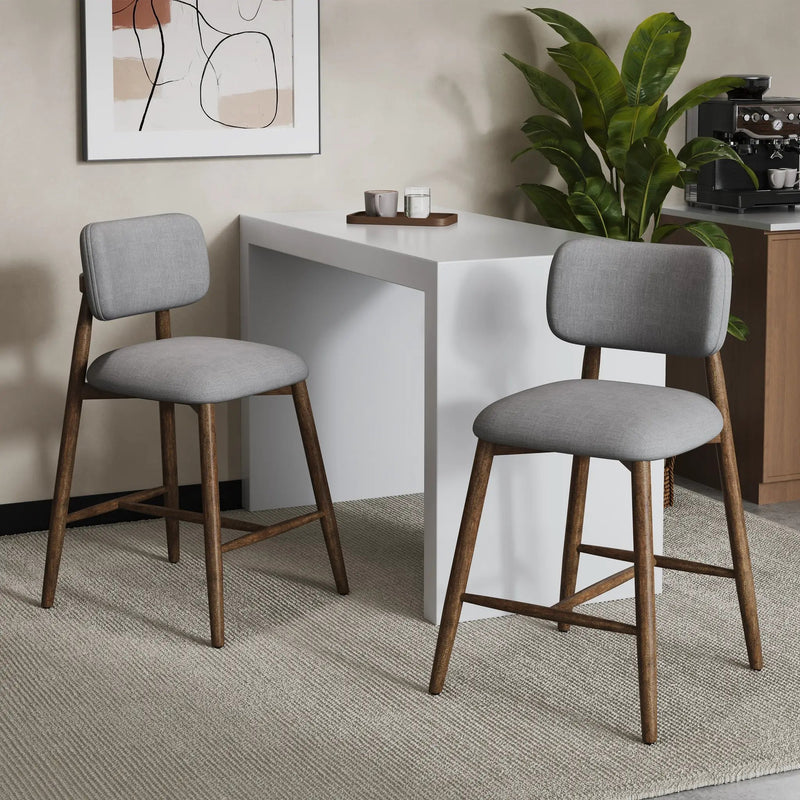 25.7 Inch Seat Height Fabric & Rubberwood Bar Stool by HouseOfZazla