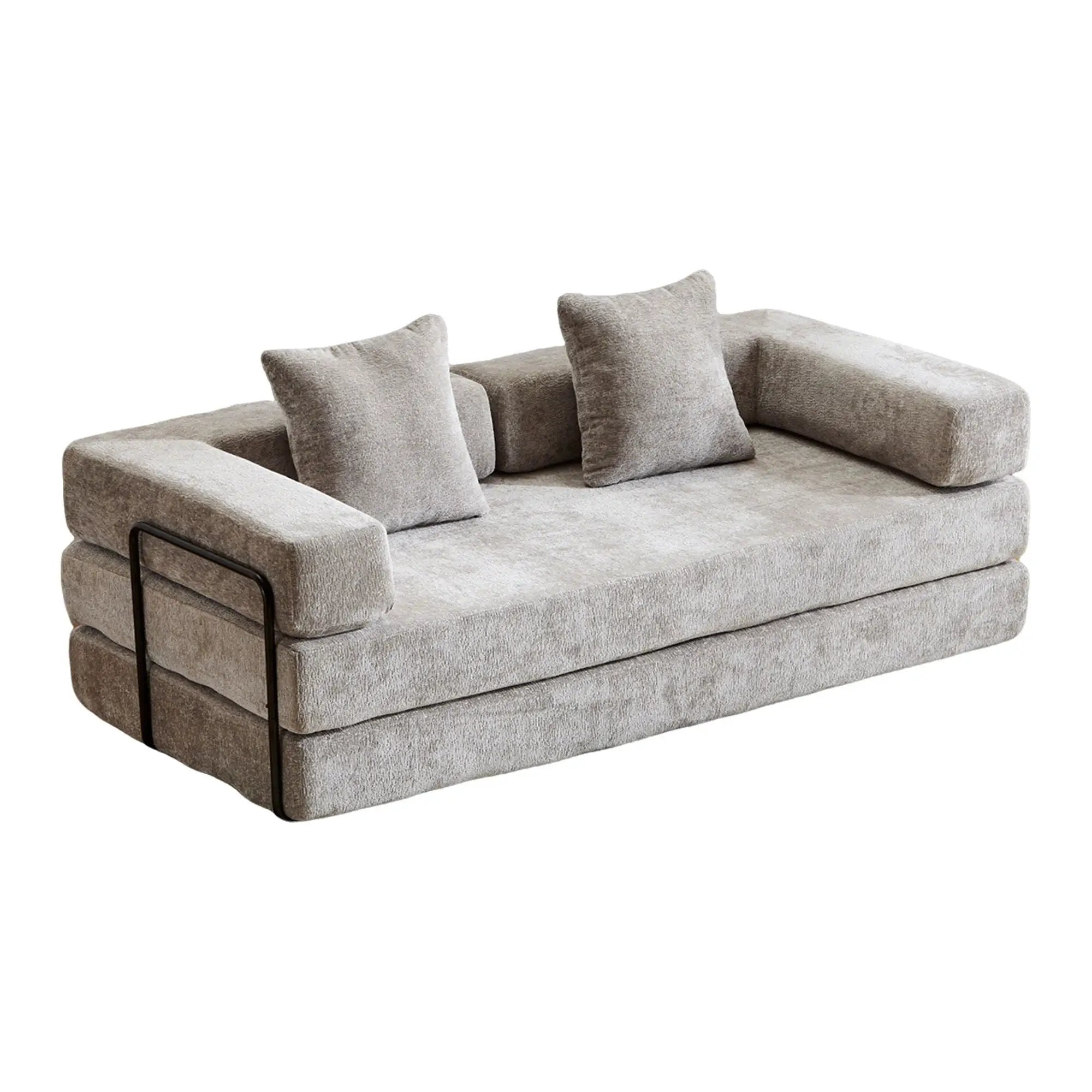 Convertible Floor Sofa Bed With Pillow Back Support Armrest by Unique Piece Furniture