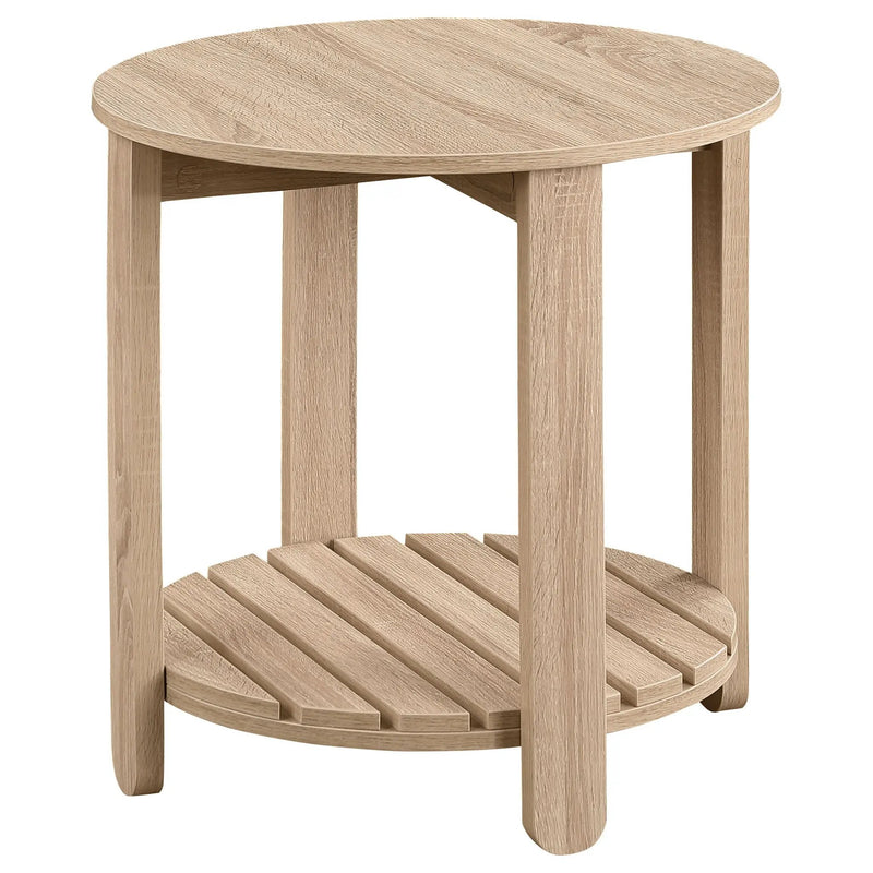 Fowler 1-shelf Round Engineered Wood Side End Table Natural by Unique Piece Furniture