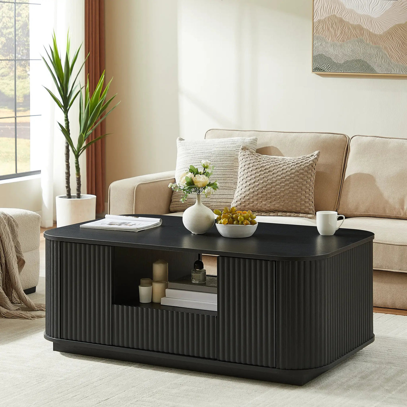Modern Luxury Oval Coffee Table with Drawers and Storage Compartment by HouseOfZazla