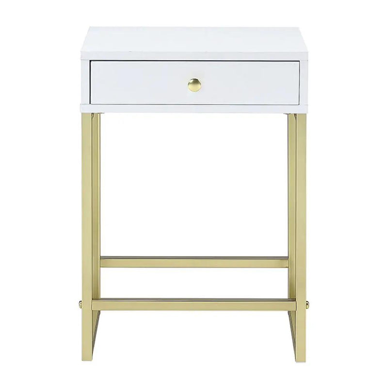 Coleen - Accent Table - White & Brass by Unique Piece Furniture