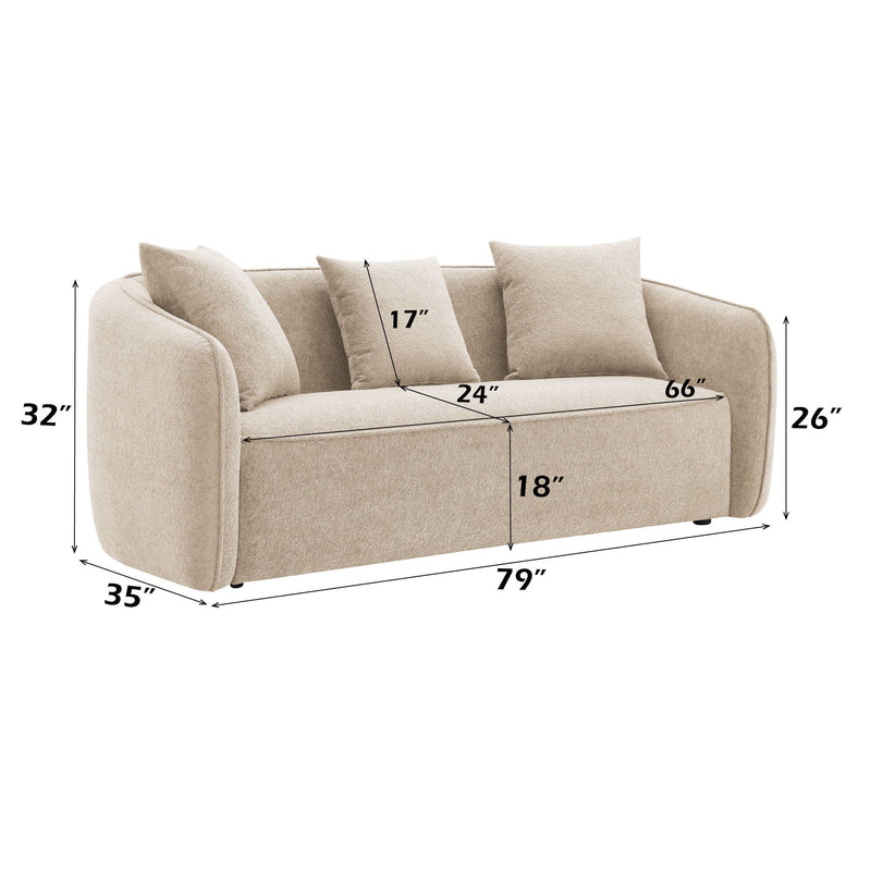 Keith - Sofa With 3 Pillows, Living Room Seating - Beige by HouseOfZazla