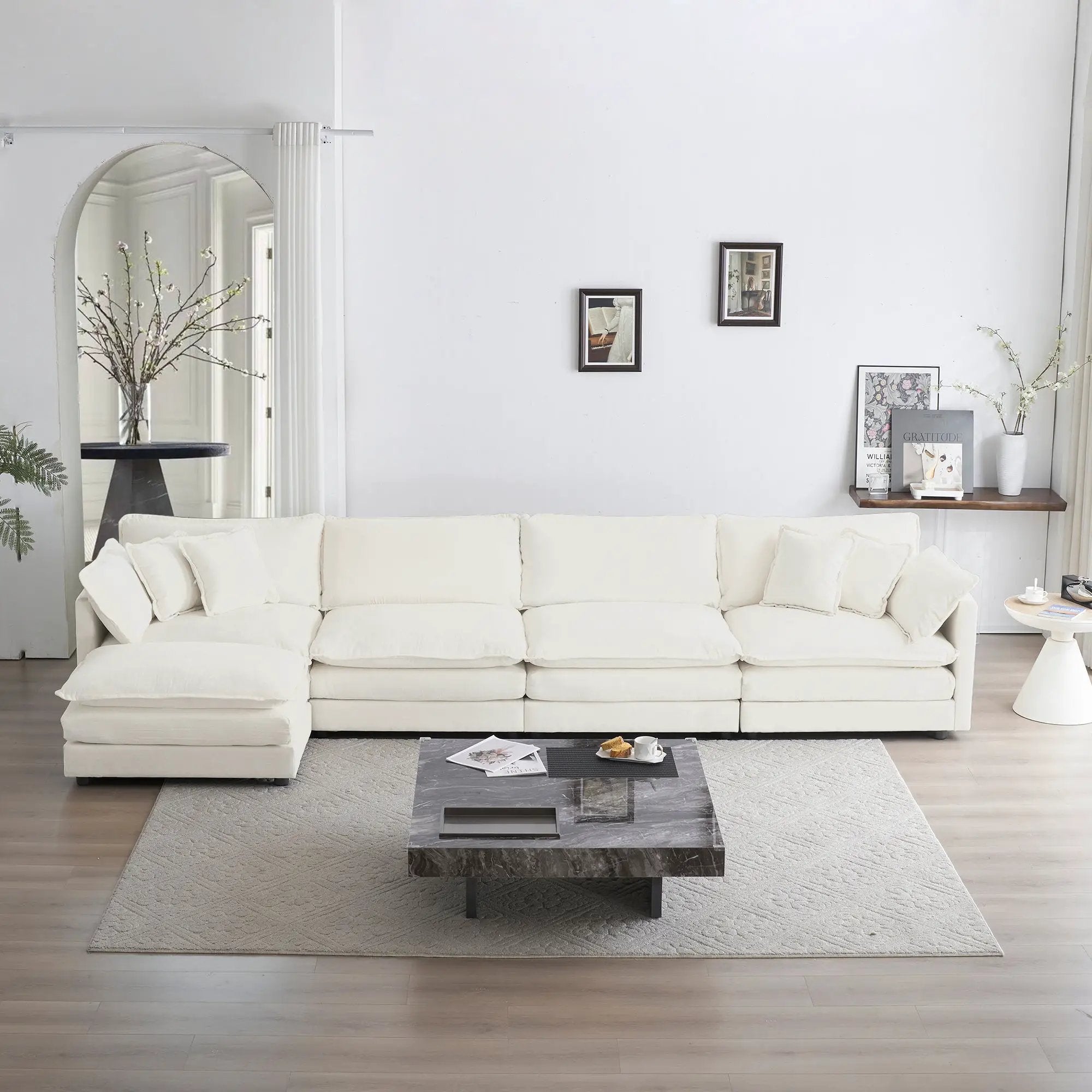 Modular Sectional Sofa for Living Room, U Shaped Couch 5 Seater Convertible with Ottoman by HouseOfZazla