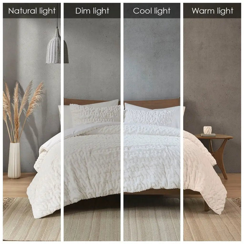 King/Cal King Ruched Fur Down Alternative Comforter Set by HouseOfZazla