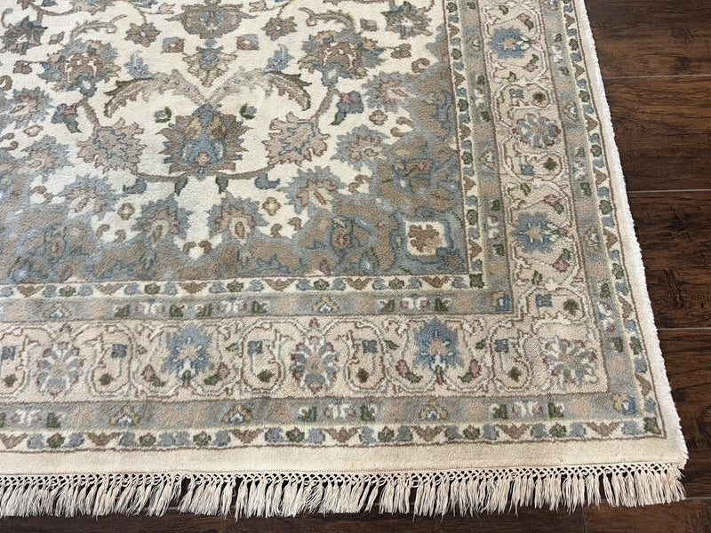 Indo Persian Rug 4x6, Floral Medallion, Beige, Handmade Wool Vintage Carpet 4 x 6 ft by Jewel Rugs
