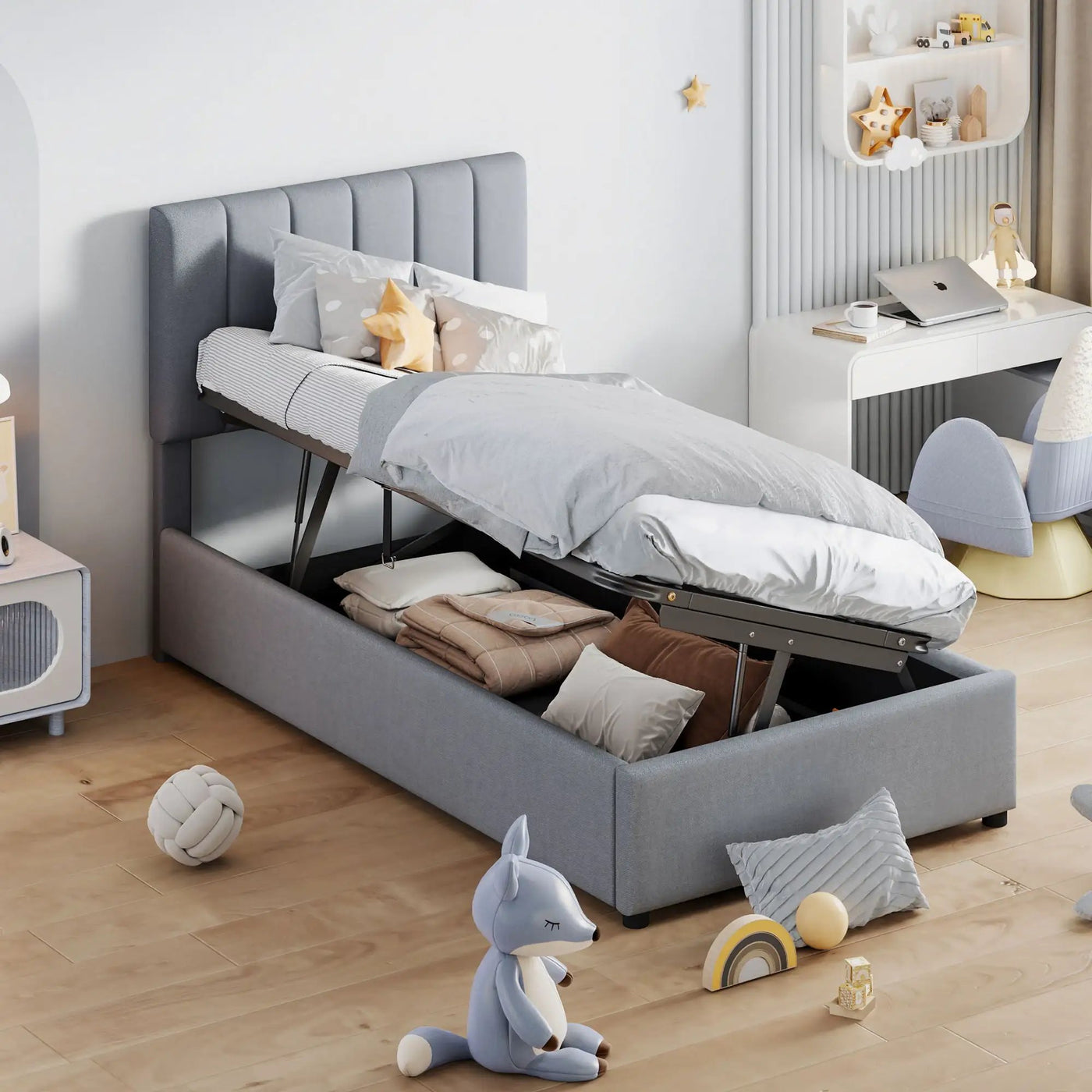 Upholstered Platform Bed With A Hydraulic Storage System by Unique Piece Furniture