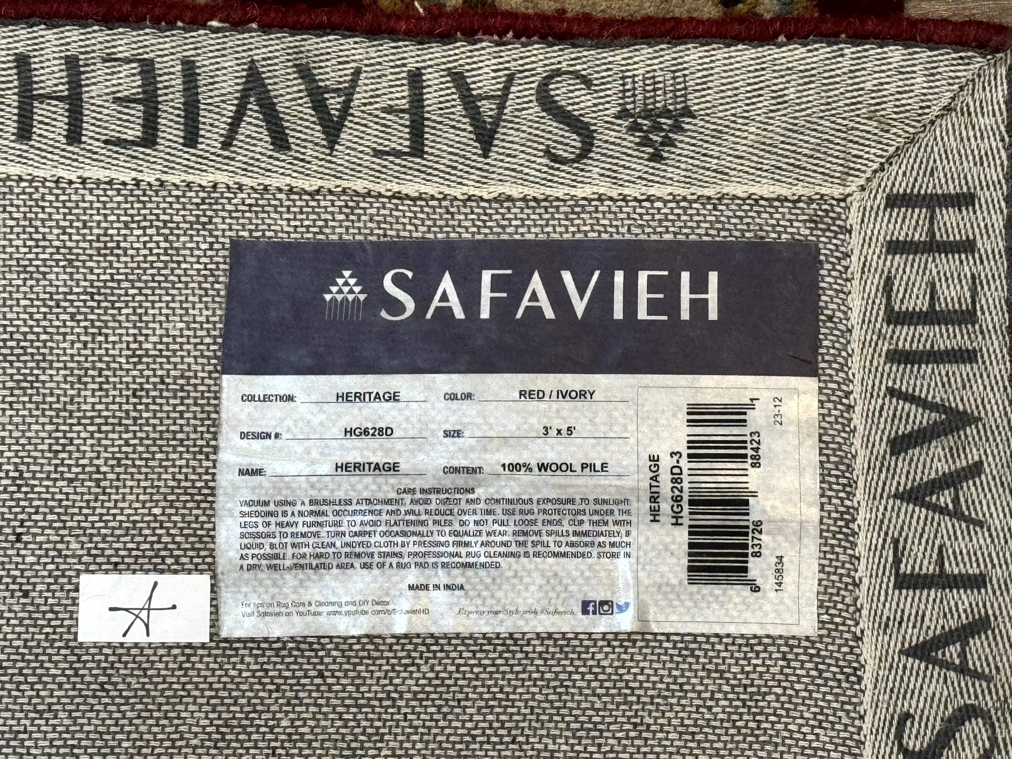 Small Floral Wool Rug 3x5, Safavieh Heritage Collection, Dark Red, Pair B by Jewel Rugs