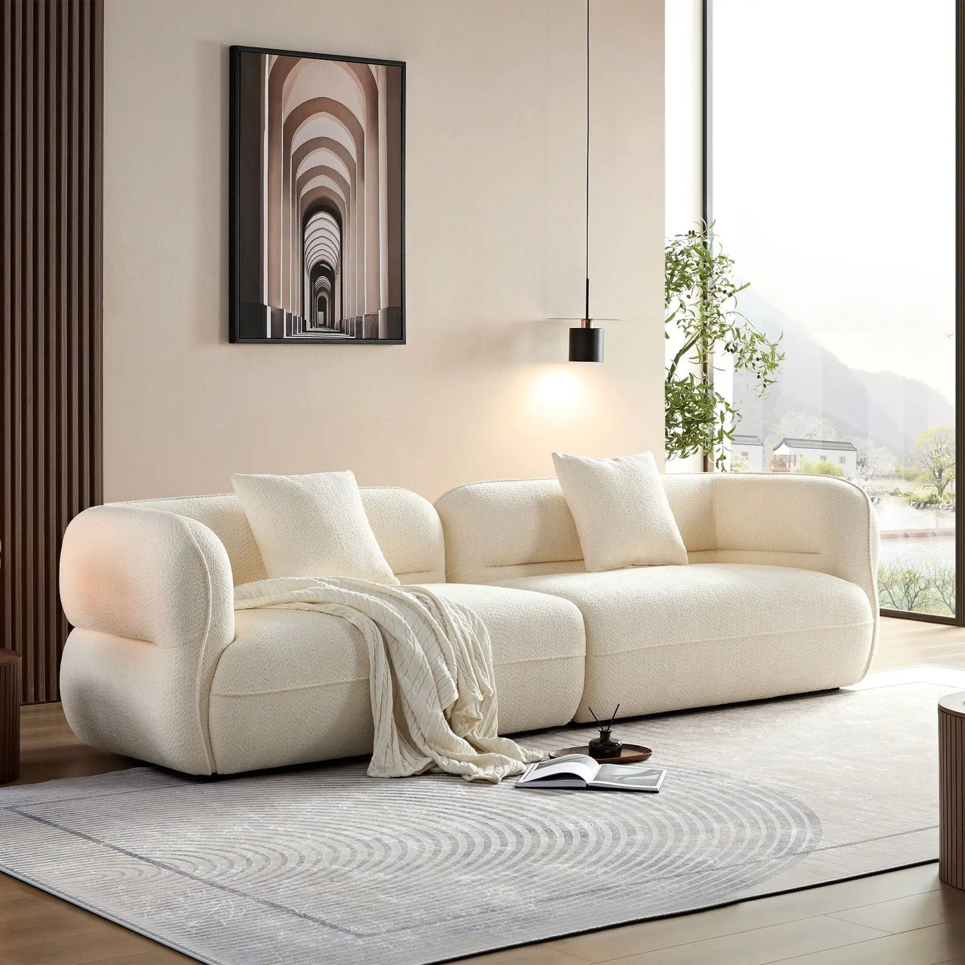 Sectional Sofa With Durable Fabric, Solid Wood Frame, And High Density Sponge Fill by Unique Piece Furniture