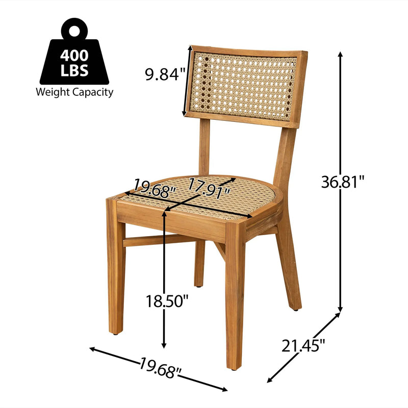Netro Acacia Wood Dining Chair with Light Brown Wicker by HouseOfZazla