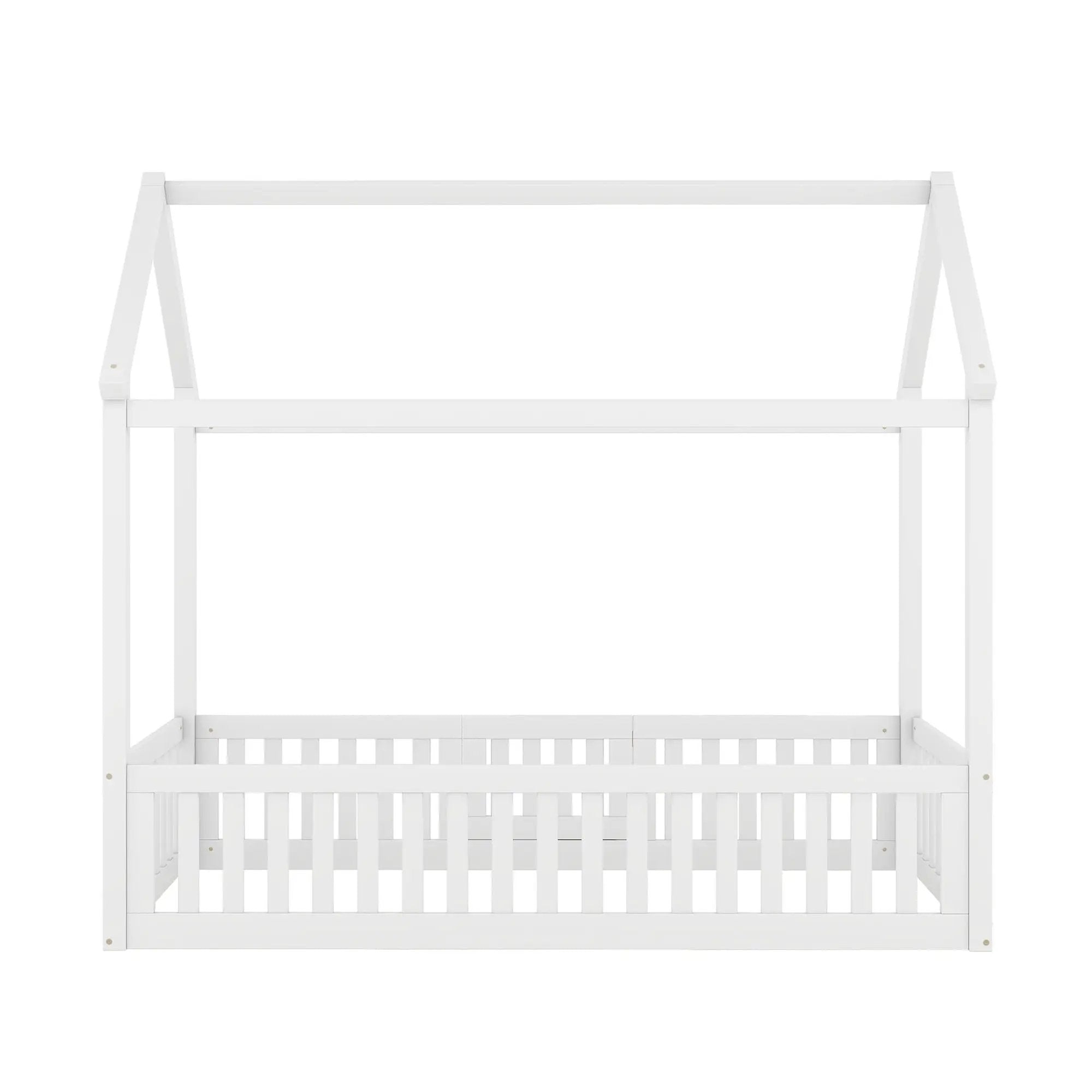Wood House Bed With Fence And Door by HouseOfZazla