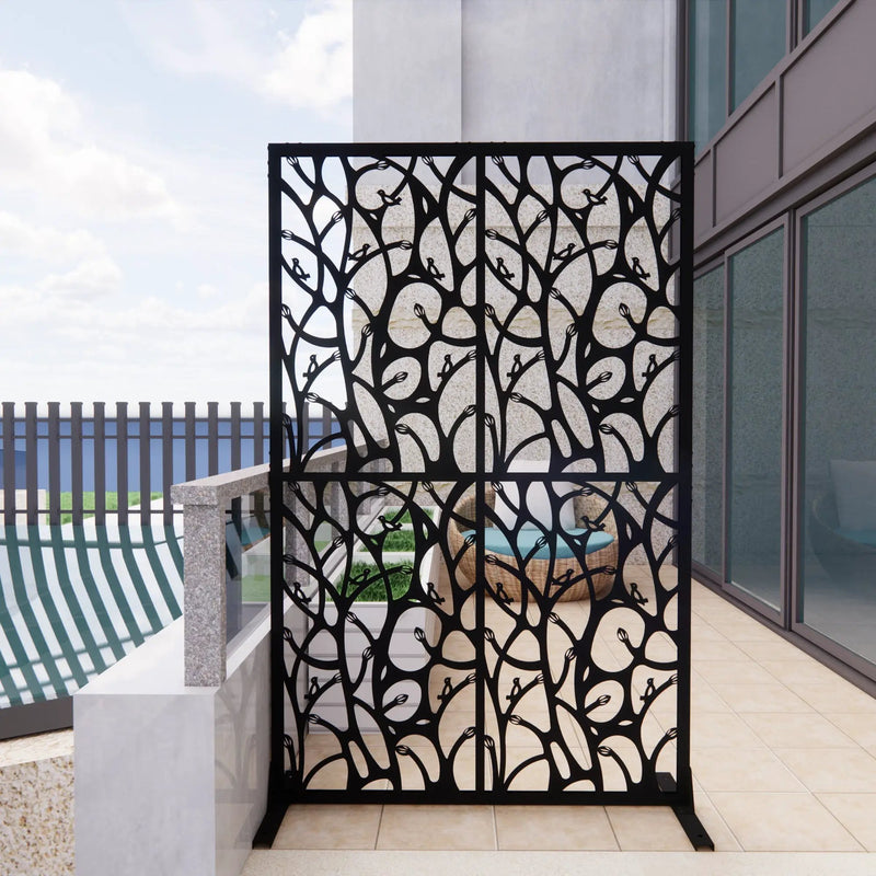 Metal Privacy Screen 3.8 Ft W x 6 Ft H Indoor Outdoor Divider by HouseOfZazla
