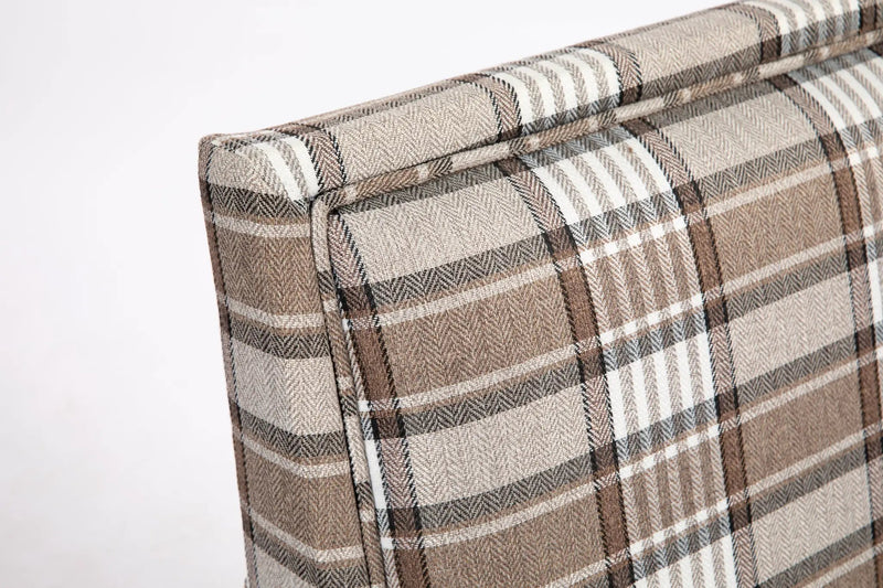 Upholstered Accent Chair with Brown Linen Fabric and Nailhead Trim by HouseOfZazla