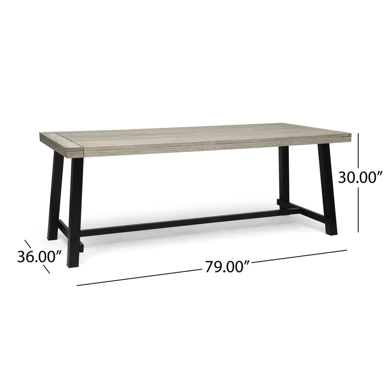 Equilibrium Outdoor Dining Table with Wooden Frame and Slat Top by HouseOfZazla