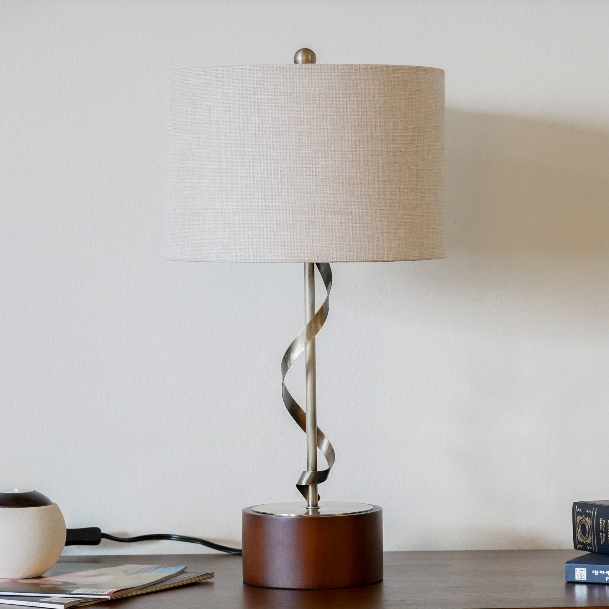 Nightstand Desk Lamp With Twisted Base - White by HouseOfZazla
