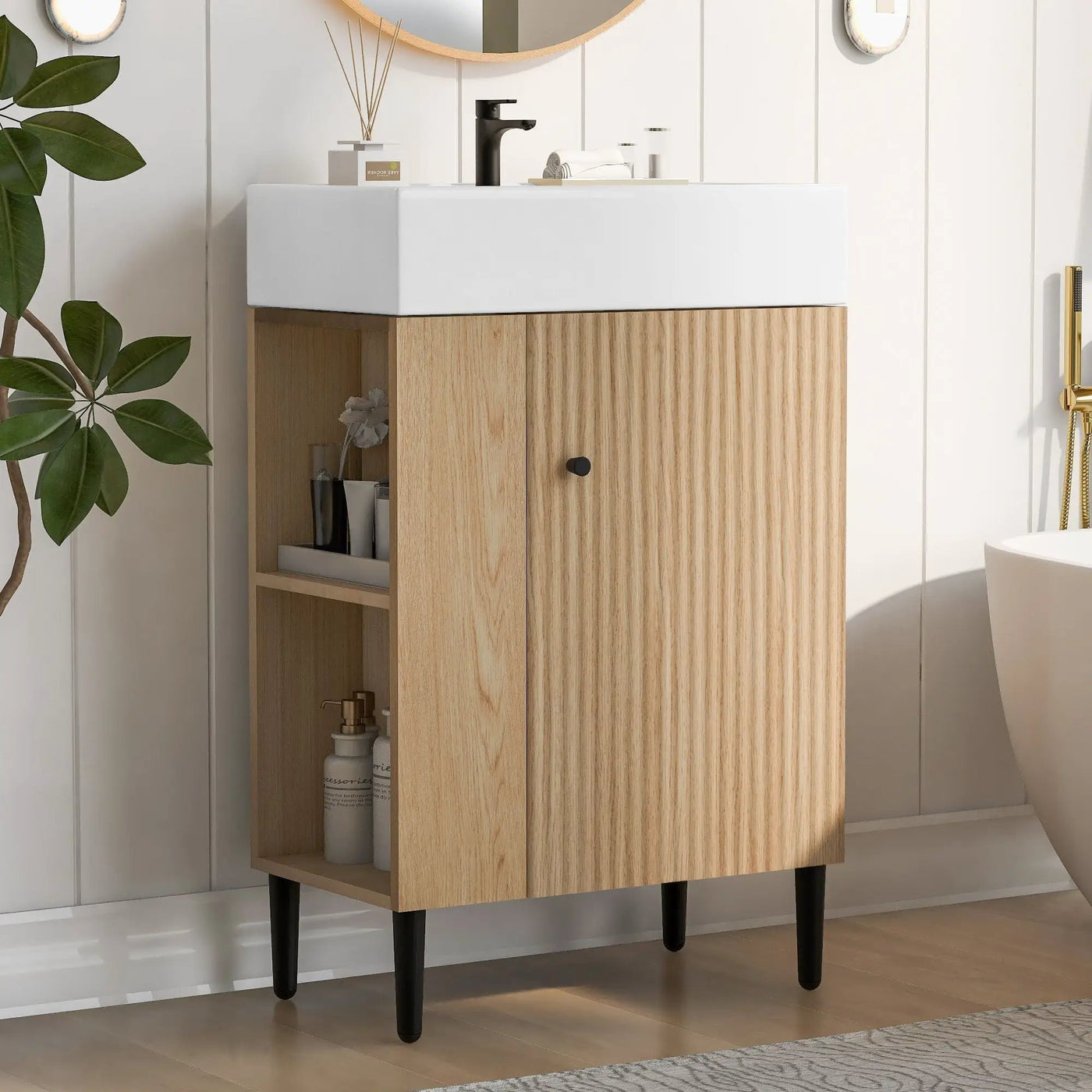 Bathroom Vanity, Combo Cabinet, Bathroom Storage Cabinet, Single Ceramic Sink by Unique Piece Furniture