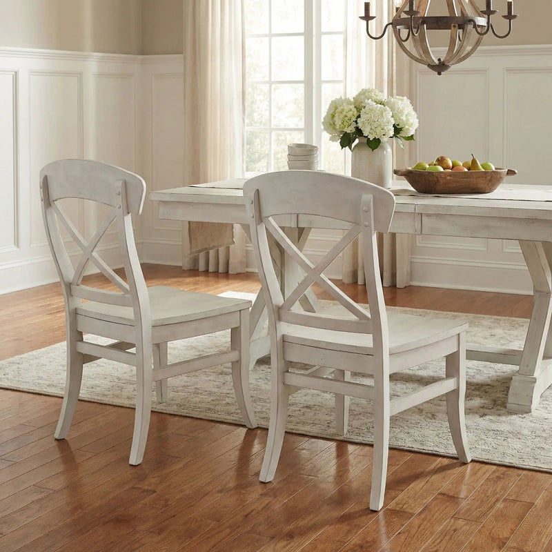 Harola - Cross-Back Dining Side Chairs In (Set of 2) - Smoky White by HouseOfZazla