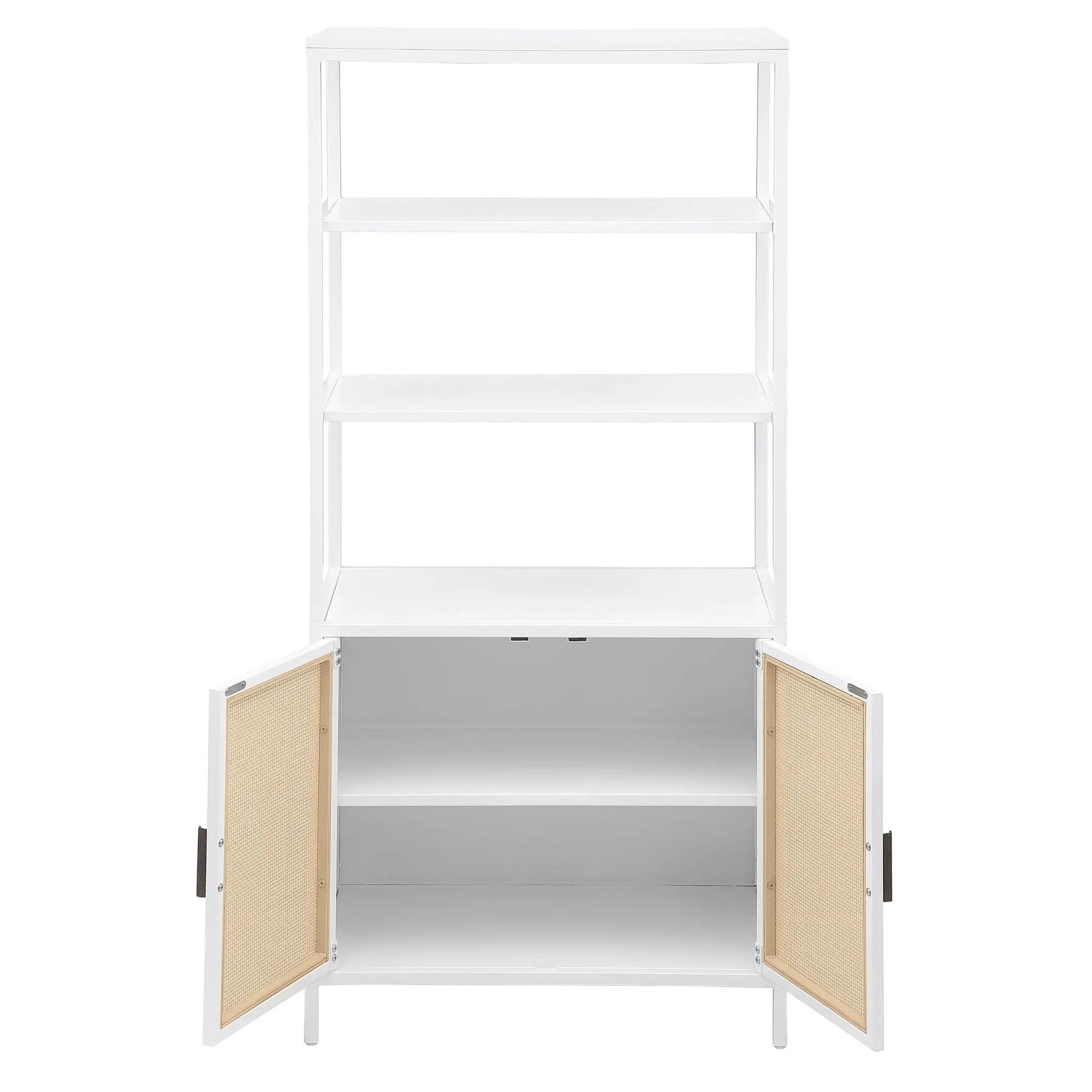 Amherst 3-shelf Radio Weave Cane Metal Accent Cabinet White by Unique Piece Furniture
