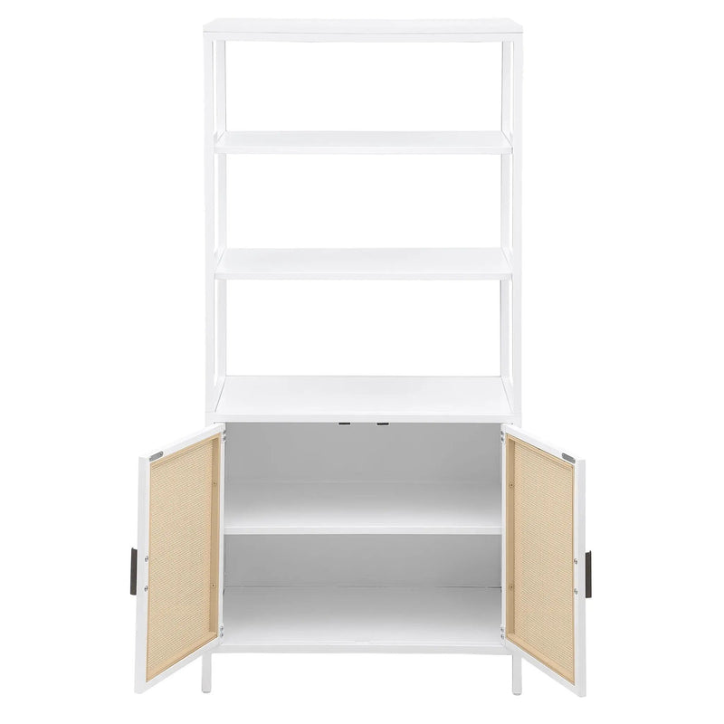 Amherst 3-shelf Radio Weave Cane Metal Accent Cabinet White by Unique Piece Furniture