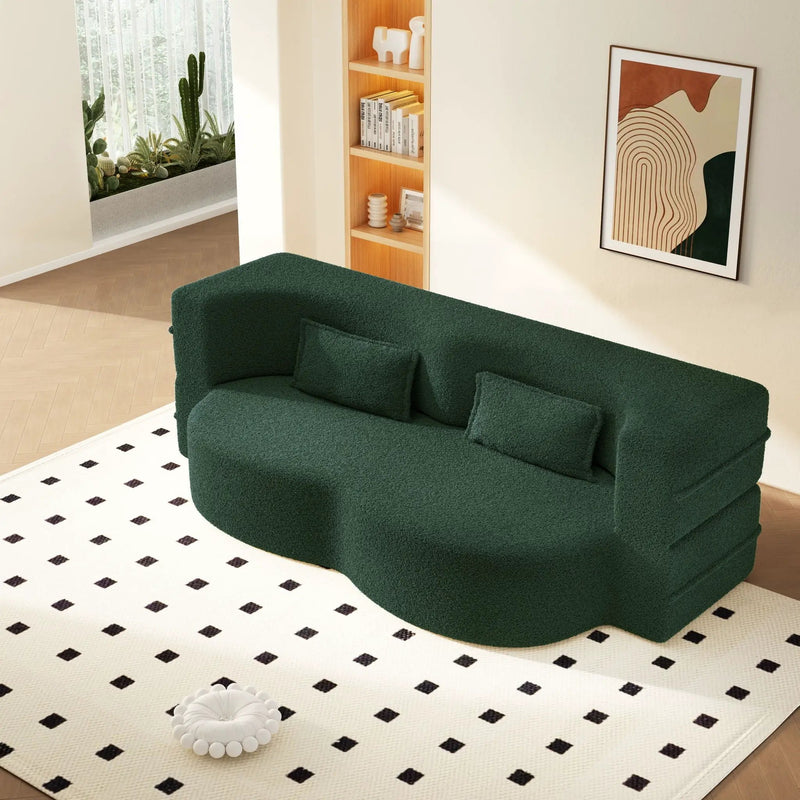 Modern Floor Sleeper Sofa Bed With 2 Pillows, Convertible Twin Size Folding Mattress For Living Room by HouseOfZazla