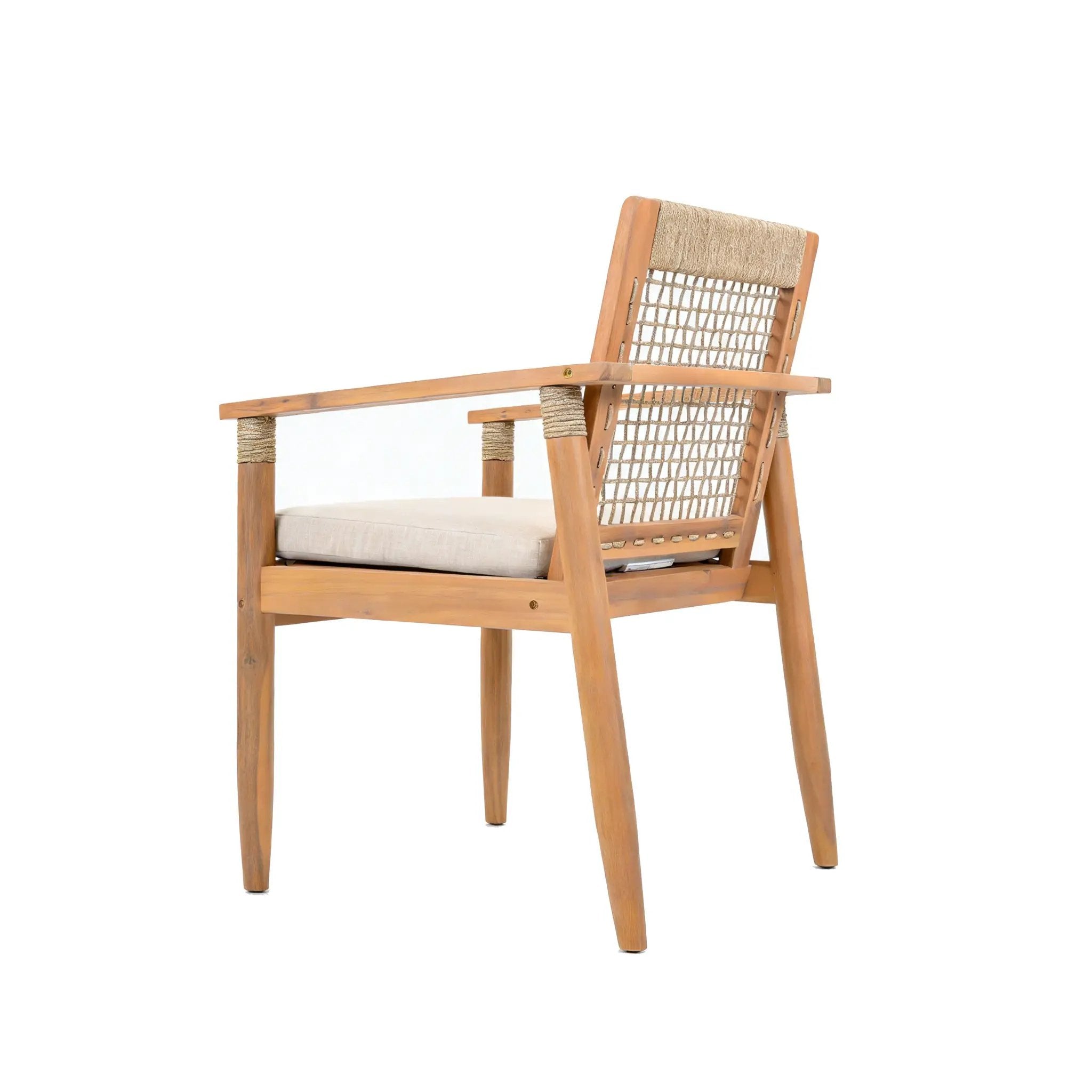 Outdoor Dining Chairs Set of 2 with Acacia Wood and Rope Design by HouseOfZazla