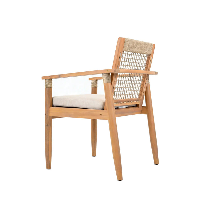 Outdoor Dining Chairs Set of 2 with Acacia Wood and Rope Design by HouseOfZazla