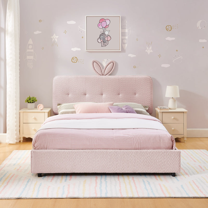 Full Size Kids Upholstered Bed with Oversized Rabbit Ear Headboard by HouseOfZazla
