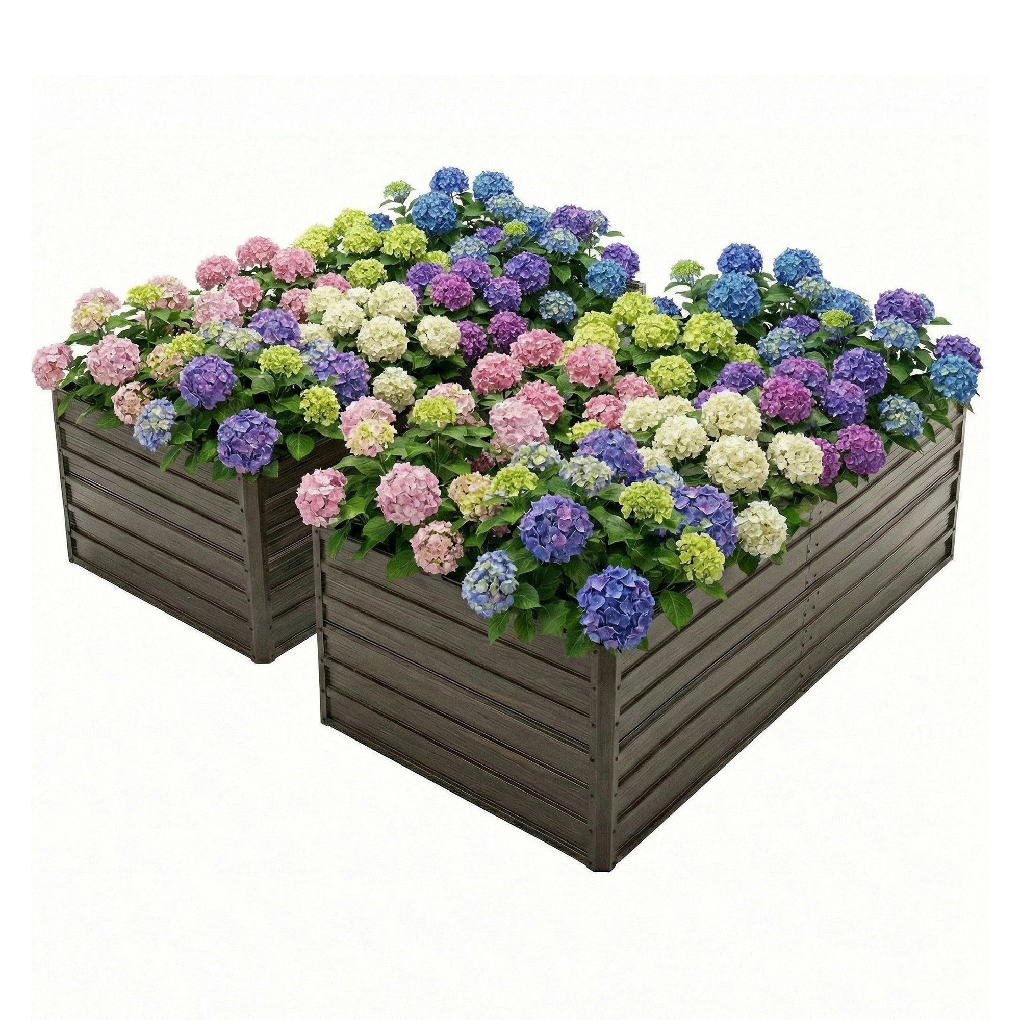8x4x2 FT Woodgrain Galvanized Raised Garden Bed Set by HouseOfZazla