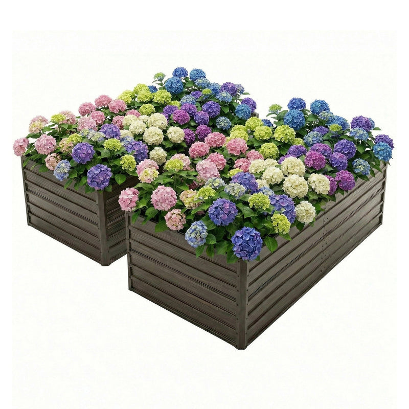 8x4x2 FT Woodgrain Galvanized Raised Garden Bed Set by HouseOfZazla