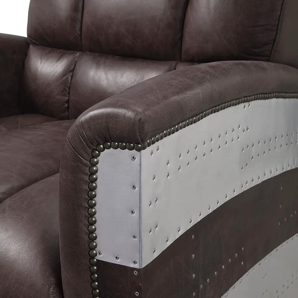 Brancaster - Accent Chair - Retro Brown Top Grain Leather & Aluminum by Unique Piece Furniture