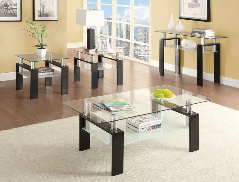 Dyer 1-shelf Square Glass Top Side End Table Black by Unique Piece Furniture